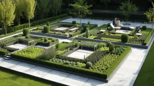 تصميم حديقة منزلية مستطيلة